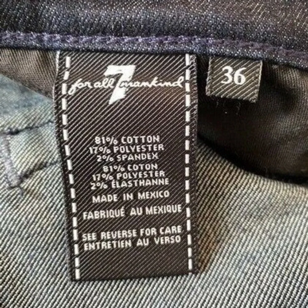 7 For All Mankind Mens Size 36x29 Blue Cotton Blend Adrien Straight Denim Jeans